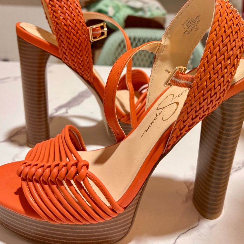 Jessica Simpson Orange Platform Sandals